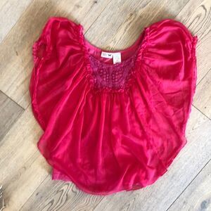 Scooter Brown Hot Pink Blouse w/ Embroidery & Cotton Lining, Girls M